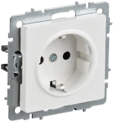 Розетка BRITE с заземлением 16А белая IEK BR-R11-16-K01