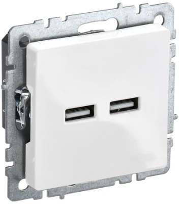 USB-розетка BRITE A+A 3,1А белая IEK BR-U21-D31-K01