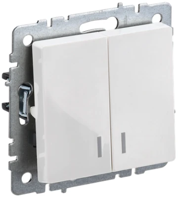 Выключатель BRITE 2-клавишный с индикатором белая IEK BR-V20-1-10-K01